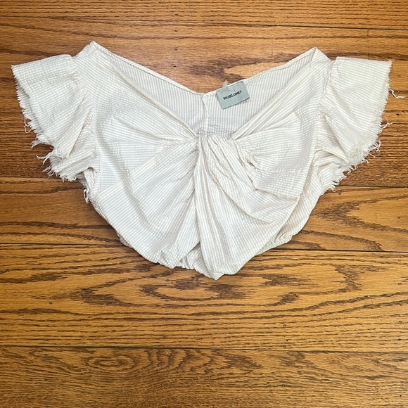 Rachel Comey Cream Cotton Coastal Cinched Short Sleeve Cropped Top CC - Picture 1 of 3